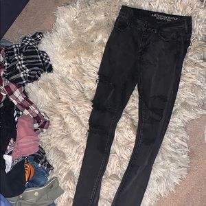 American eagle black ripped jeans